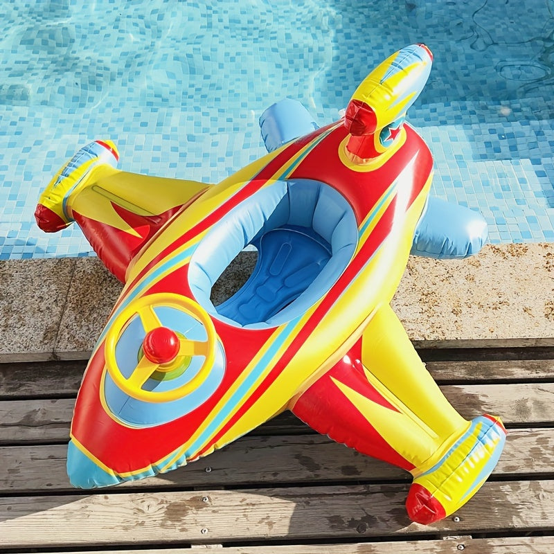 Inflatable Pool Float Boat with Steering Wheel Airplane Shaped