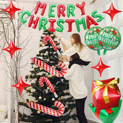 14pcs Christmas Balloon Set 'Merry Christmas' Candy Cane Quad Star Round