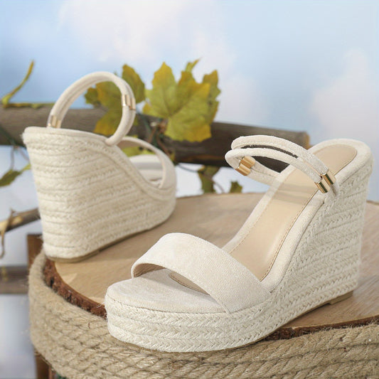 Women's Wedge Espadrille Sandals Open Toe Slip On Platform Heels Comfortable