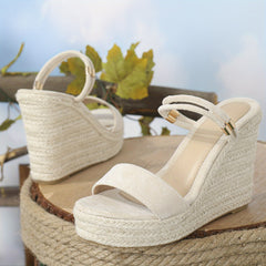 Women's Wedge Espadrille Sandals Open Toe Slip On Platform Heels Comfortable