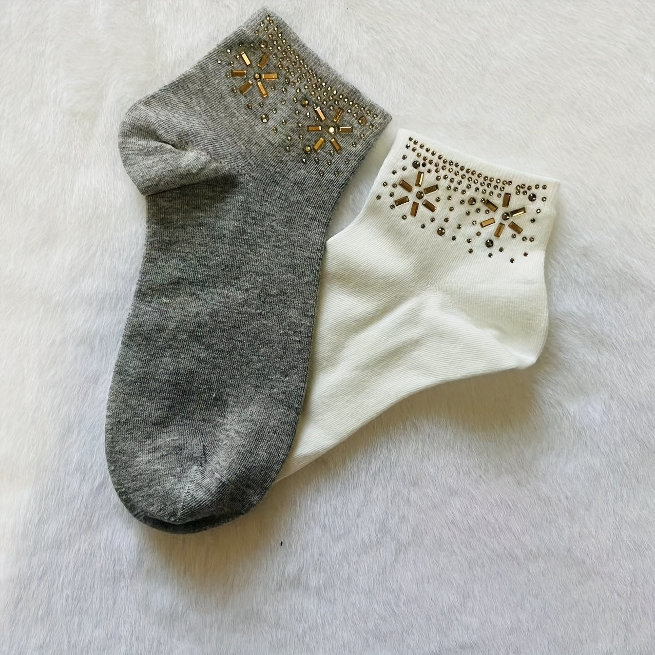 Sparkle Rhinestone Crew Socks for Women