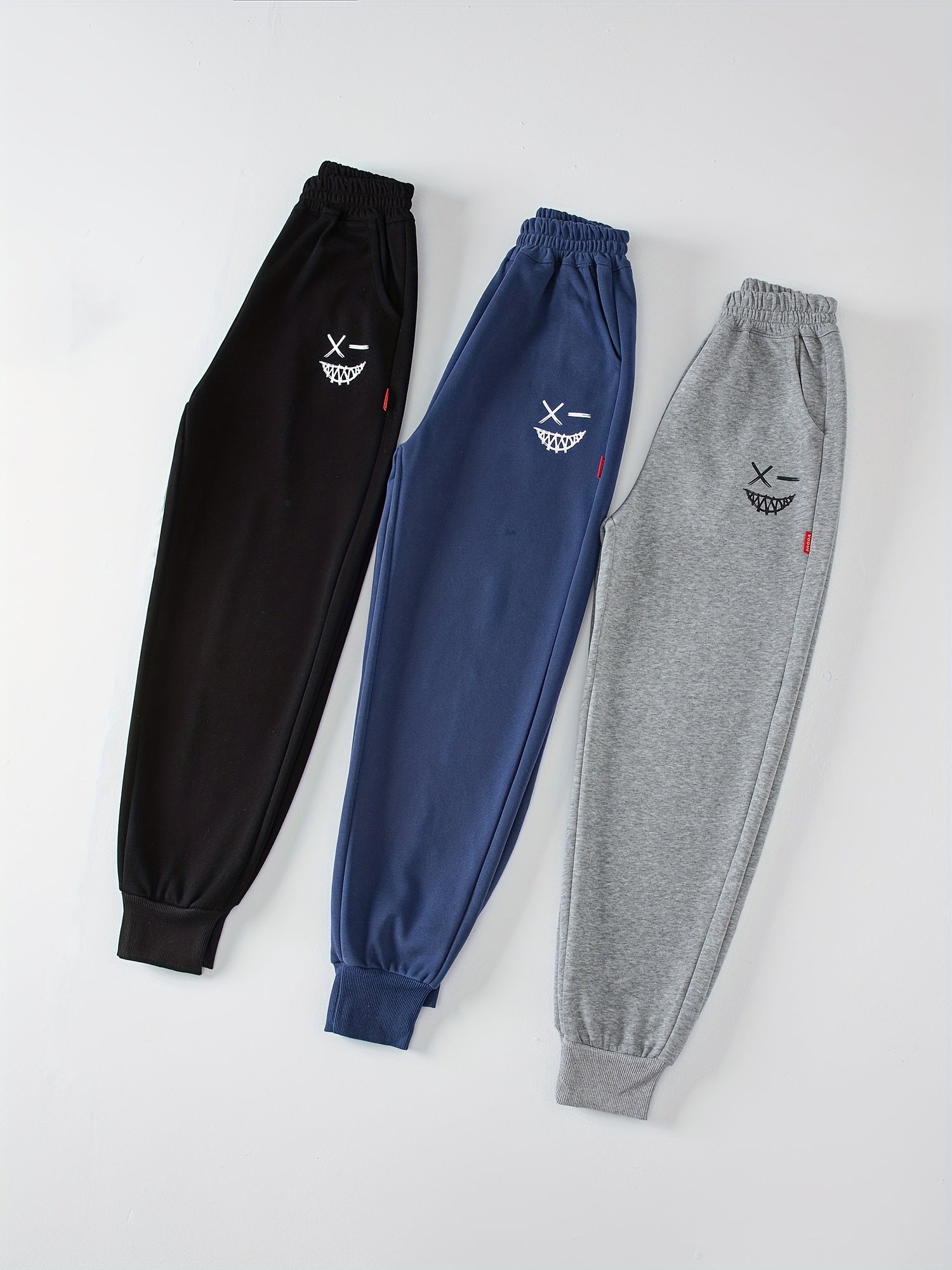 3 Pcs Boys' Knitted Elastic Waist Casual Sports Pants For 7-15Y