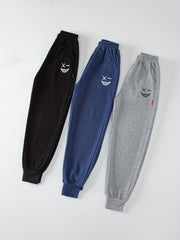 3 Pcs Boys' Knitted Elastic Waist Casual Sports Pants For 7-15Y