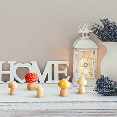 Set of 6 Wooden Mushrooms for DIY Crafts & Ornaments