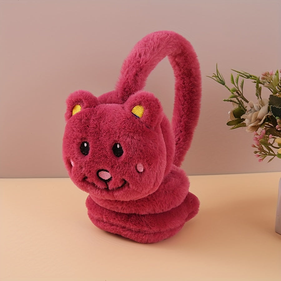 Winter Ear Warmers Cartoon Bear Hand Wash Knit Fabric