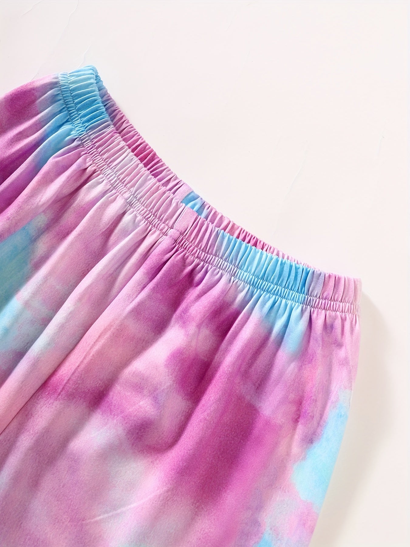Girls Tie Dye Heart Pattern T Shirt Shorts Set