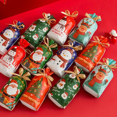 10pcs Christmas & Year Drawstring Bags Ideal for Gift Packing & Candy Baking