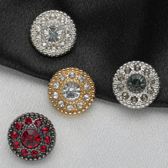 7 Pack Alloy Rhinestone Round Buttons for DIY Crafts and Clothing