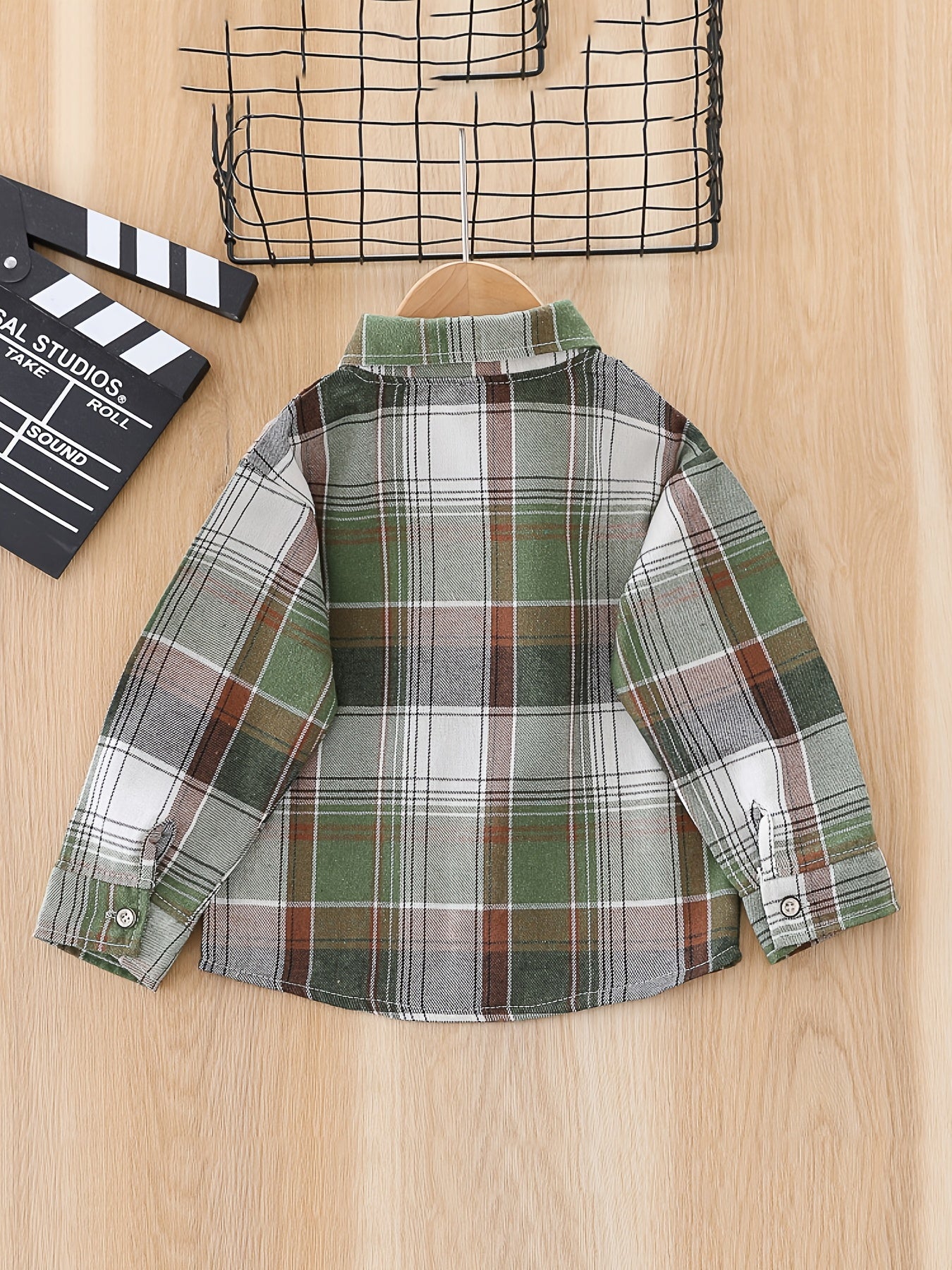 Boys Plaid Lapel Shirts Long Sleeve Button Down Tops Spring Fall Outwear