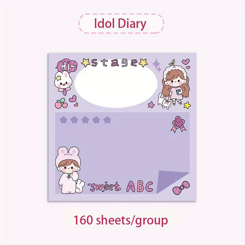 160pcs Cartoon Sticky Notes Set for Office School Supplies