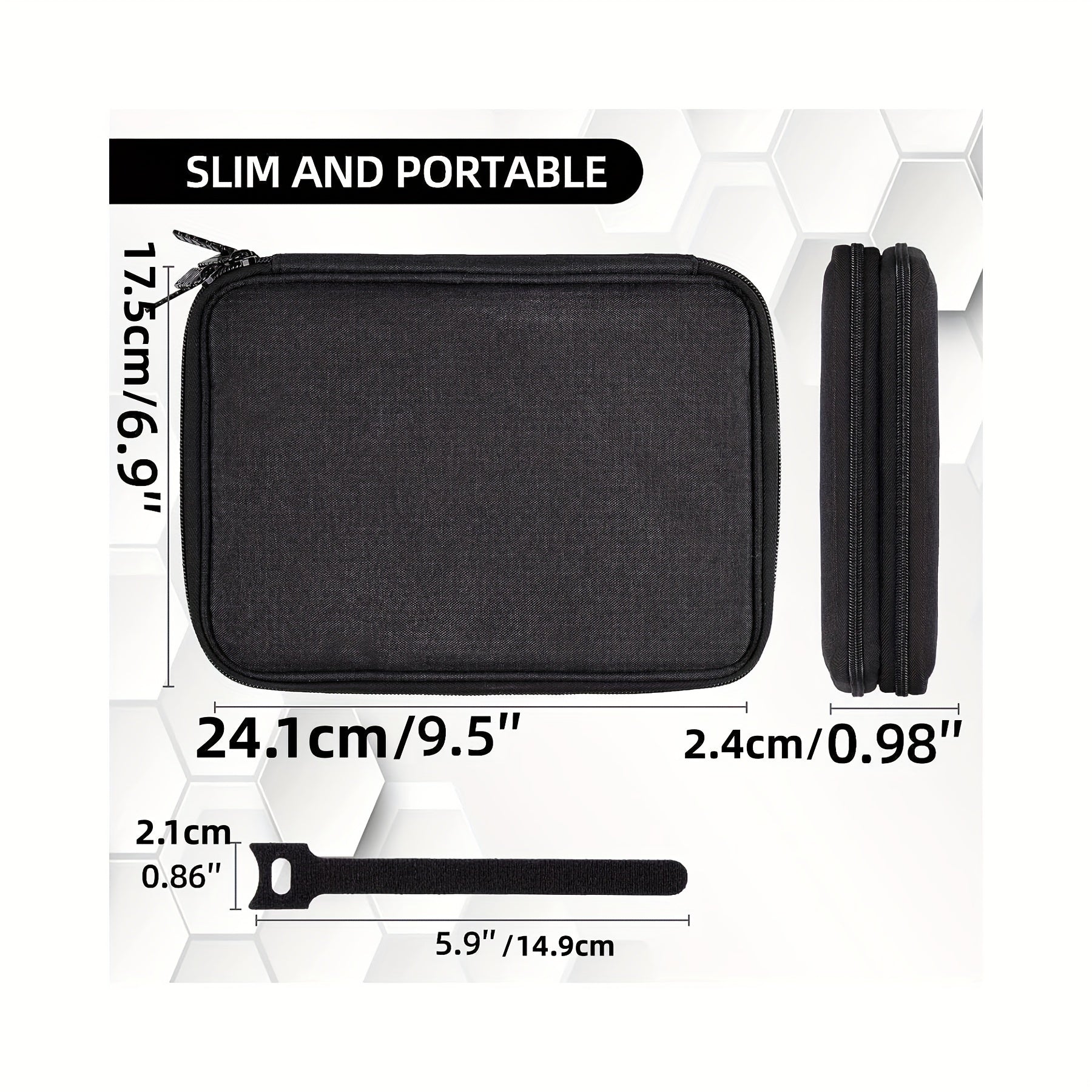 Compact Linen Electronics Organizer Double Layered Water Resistant Cable Storage