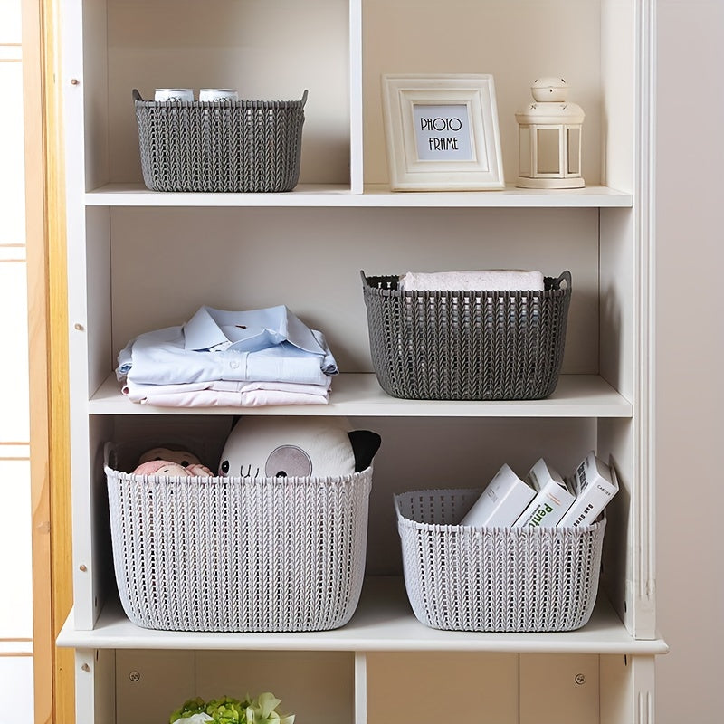 1pc Rattan Woven Basket Desktop Storage Basket Household Organizer