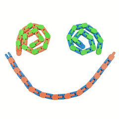 Colorful Chain Building Blocks 24 Link Toy Orange Green Pink