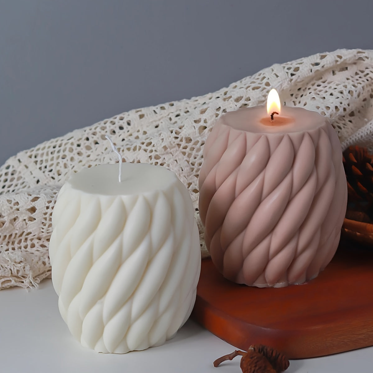Geometric Wave Twisted Candle Molds Abstract Art Decoration