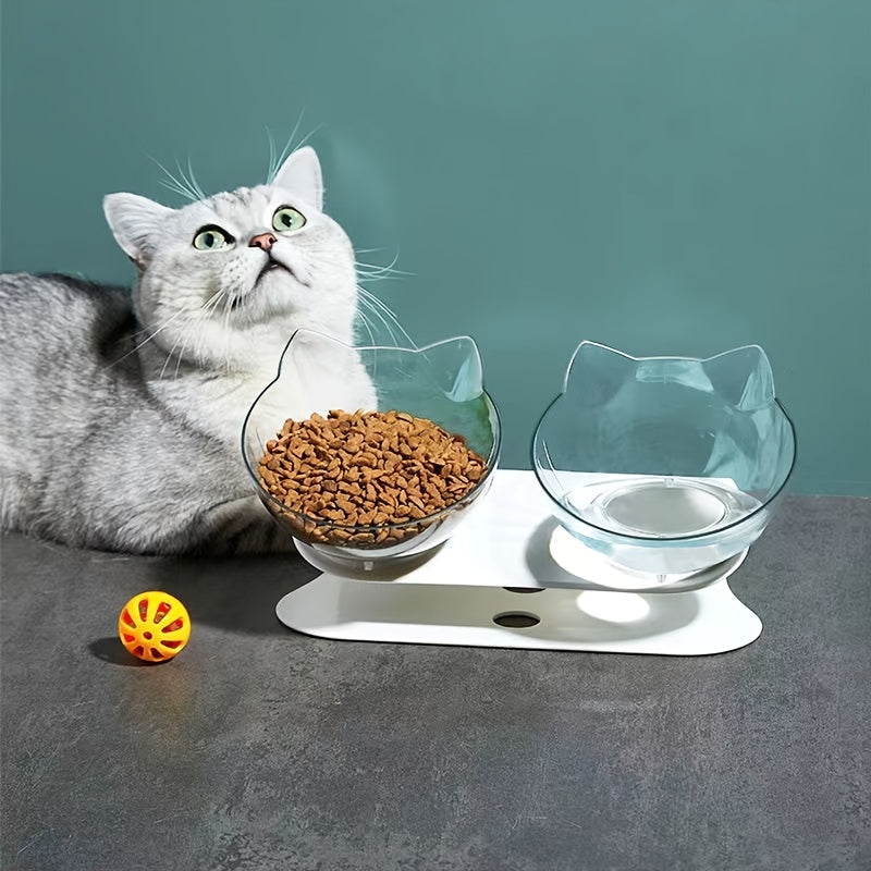 Cat Ear Pet Double Bowl Automatic Water Feeder for Cat Food Dog Basin