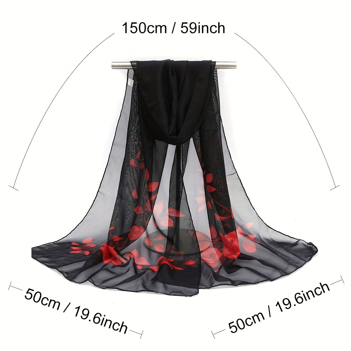 Leaf Print Chiffon Scarf Solid Shawl Travel Beach Towel