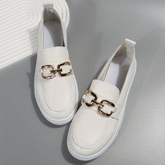 Women's Buckle Decor Flat Slip On Loafers