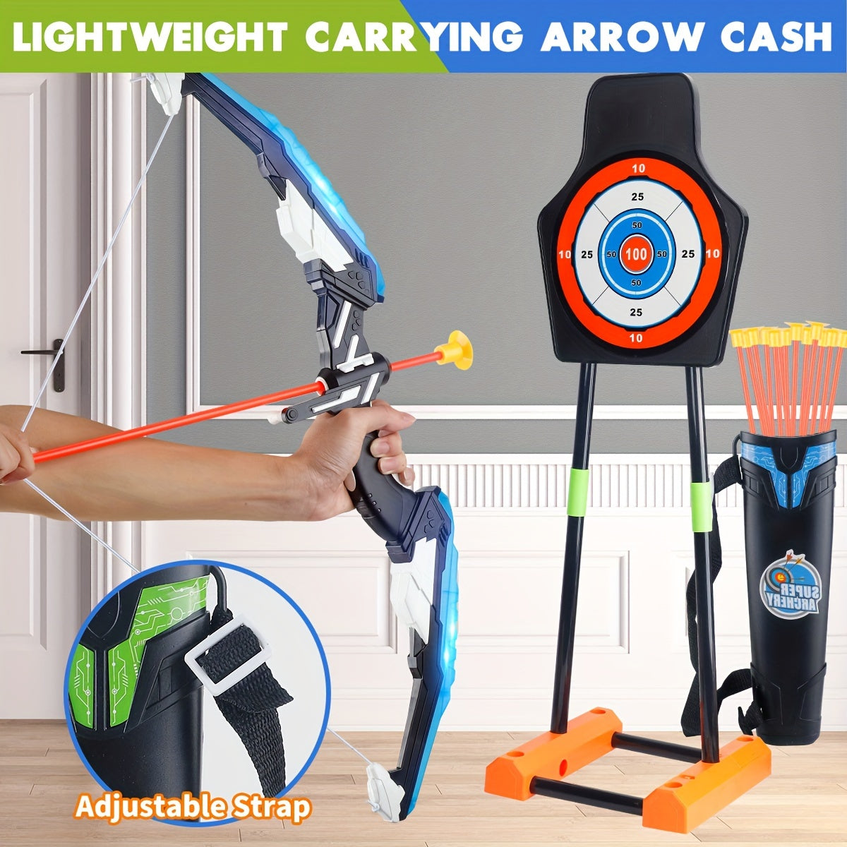 Kids Bow And Arrow LED Luminous Archery Set Indoor Outdoor Sports Gift