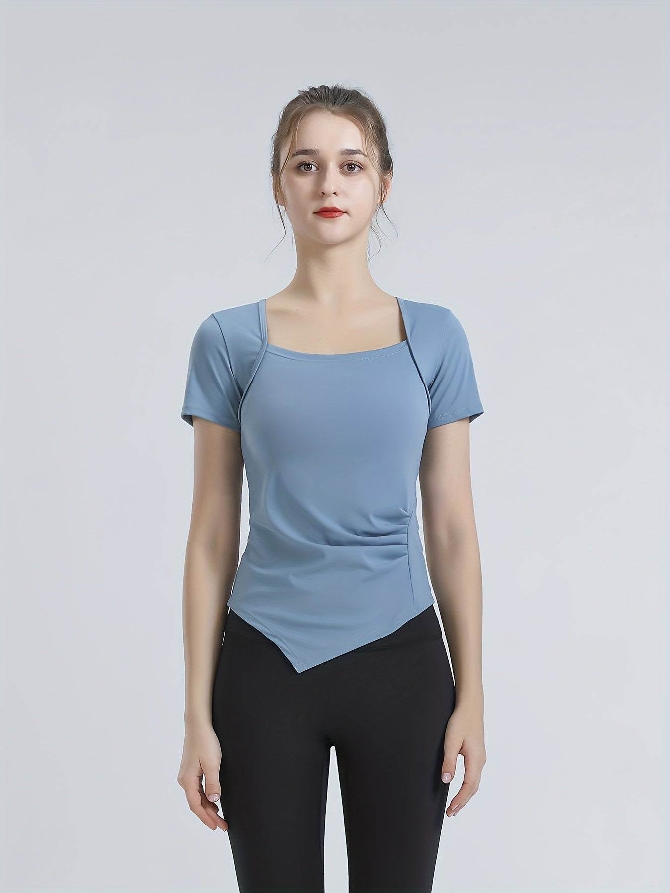 Women's Summer Slim Leisure Sports Short Sleeve T-shirt Solid