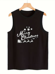 Christmas Printing Tank Top Sleeveless Stretch Stylist Sports Top