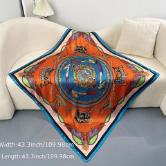 Silk Retro Orange Green Warm Shawl