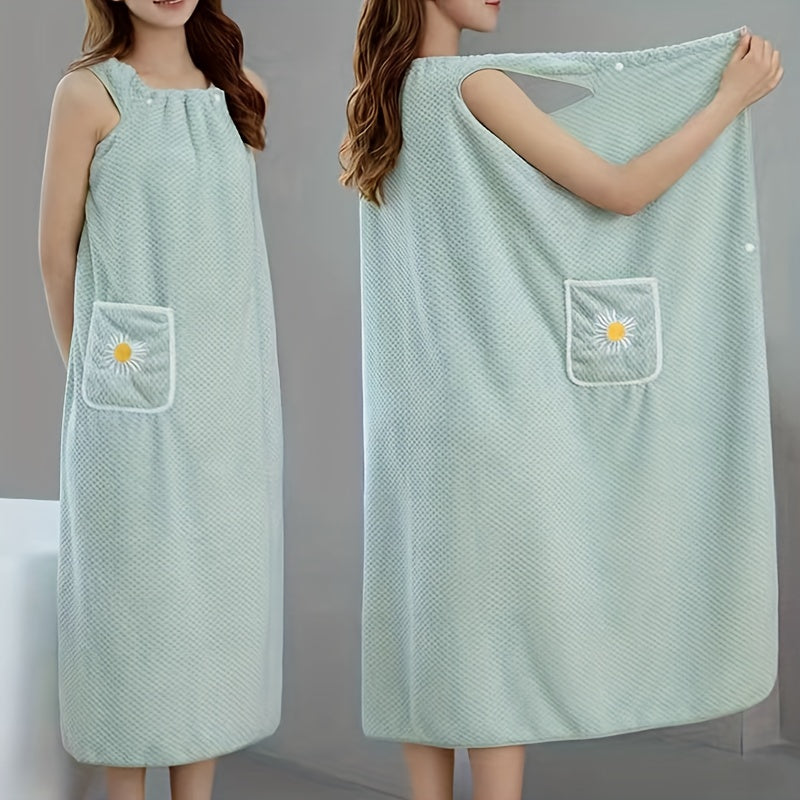 Flower Pattern Bath Skirt for Adults Absorbent Quick Drying Bathrobe