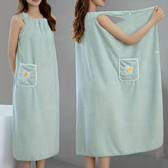 Flower Pattern Bath Skirt for Adults Absorbent Quick Drying Bathrobe