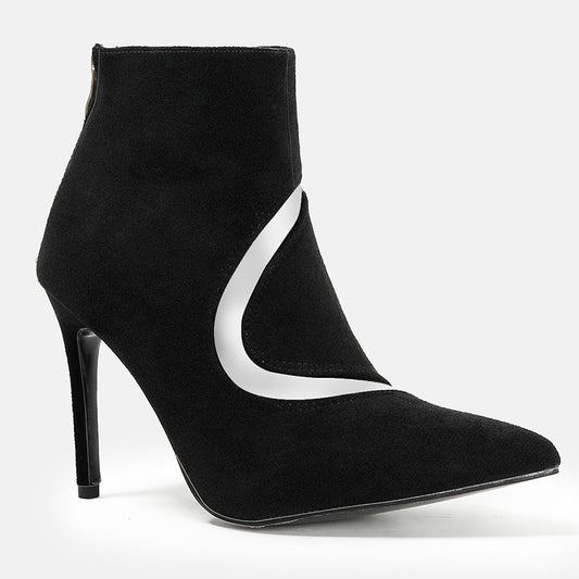 Women's Pointed Toe Ankle Boots Stiletto Heel Zipper Back Pumps