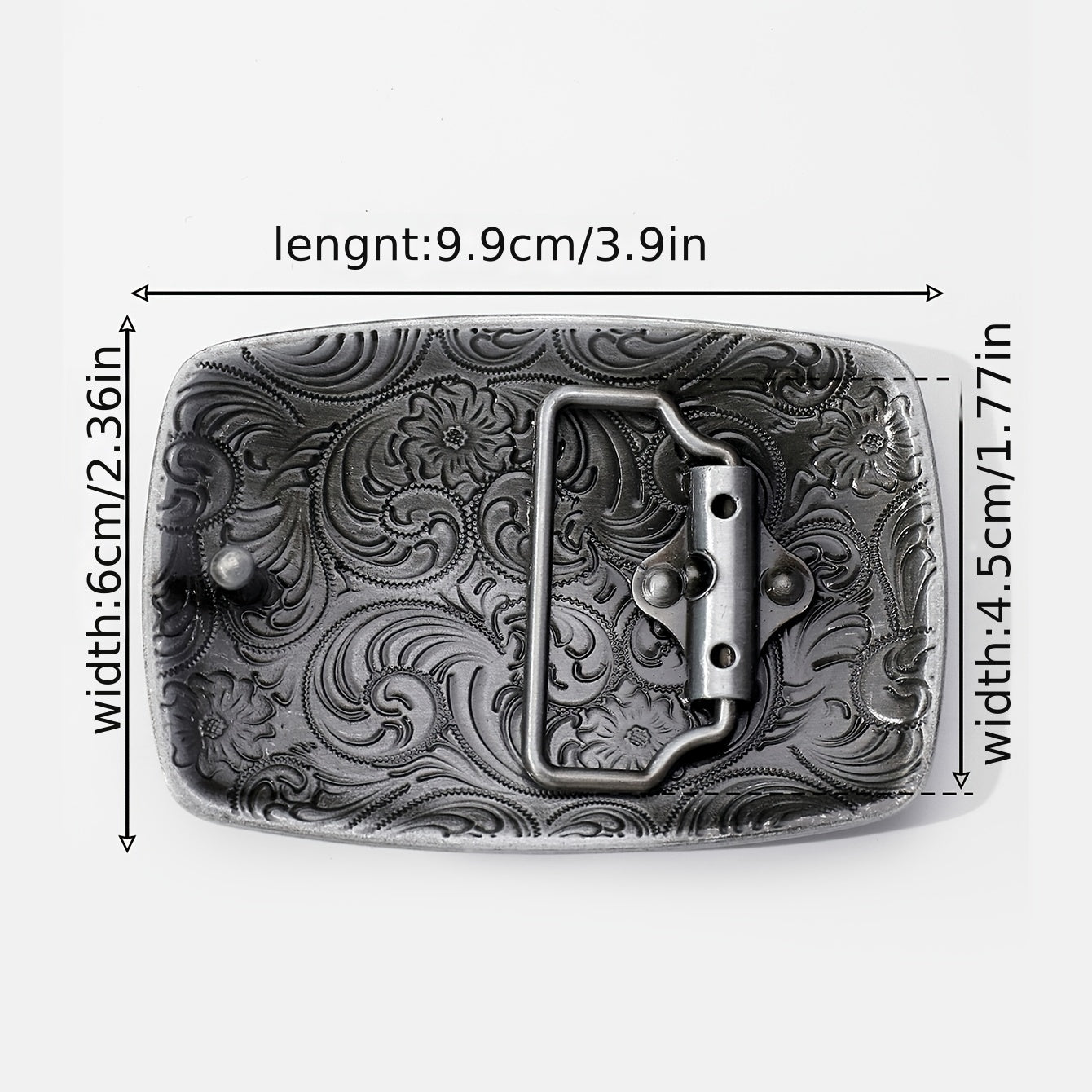 Vintage Turquoise Belt Buckle Geometric Engraved Western Cowboy Accessories