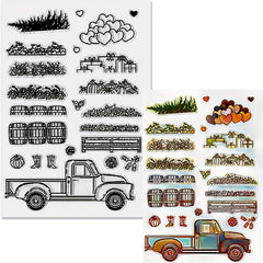 Truck Grass Love Stamps And Dies for Card Making Flowers