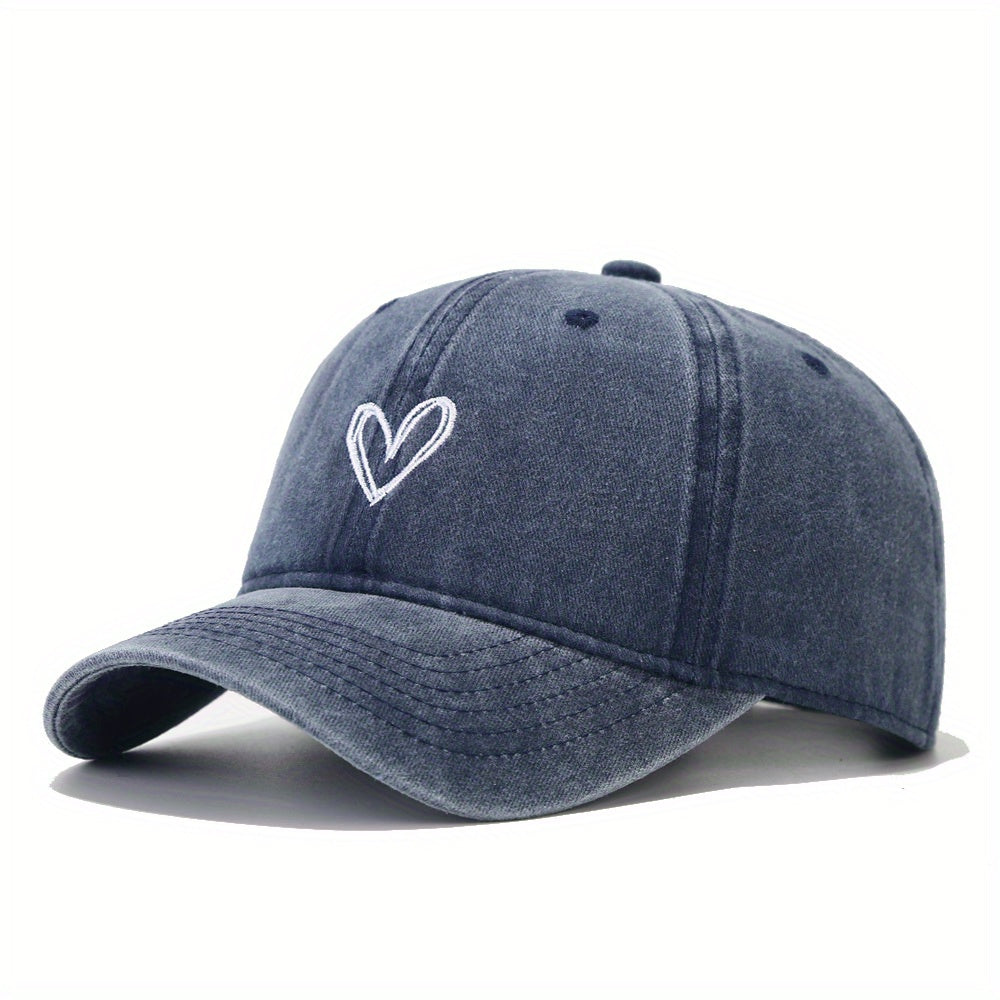 Vintage Baseball Cap Heart Embroidered Dad Hat Adjustable Sun Hats