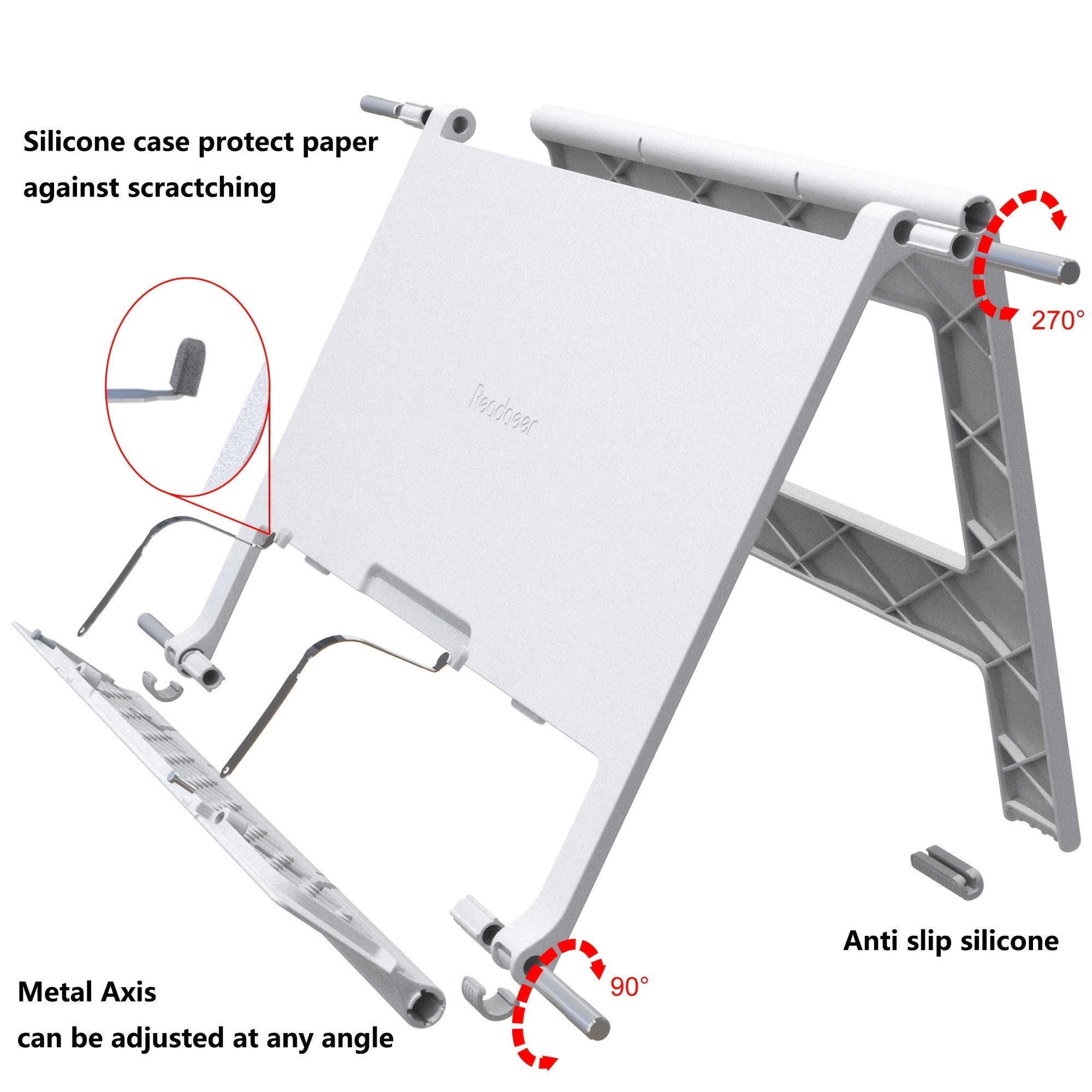Readaeer Portable Book Stand Angle Adjustable Book Holder For Thick Textbook
