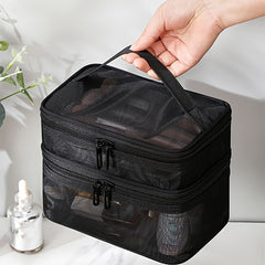 Mesh Transparent Toiletry Bag Portable Handheld Cosmetic Storage Bag