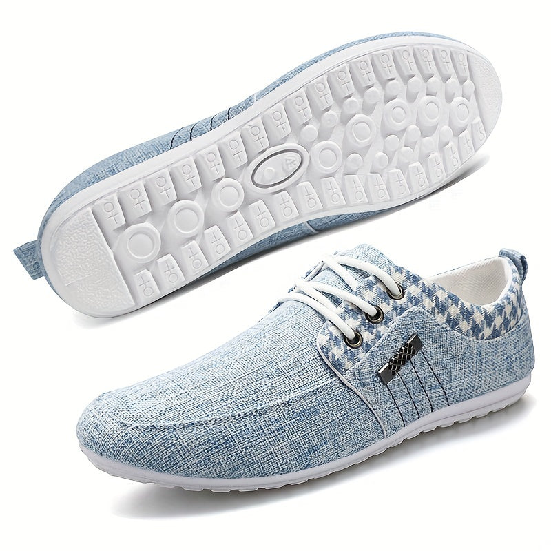 Men's Plaid Loafer Shoes Breathable Lightweight Non slip Canvas Shoes