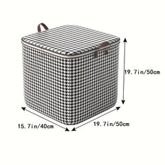 Large Capacity Houndstooth Storage Box Lightweight Zipper Container