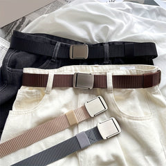 Dark Grey Square Alloy Belt for Business and Leisure
