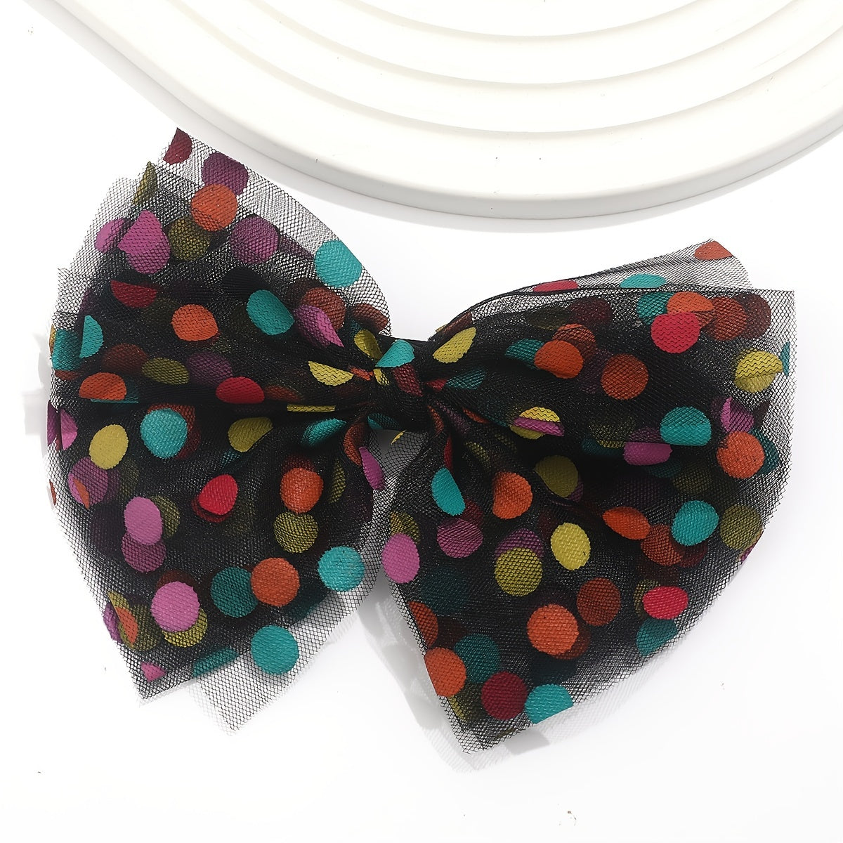 Colorful Dot Decor Bow Hair Clip Sweet Mesh Bowknot Hair Clip