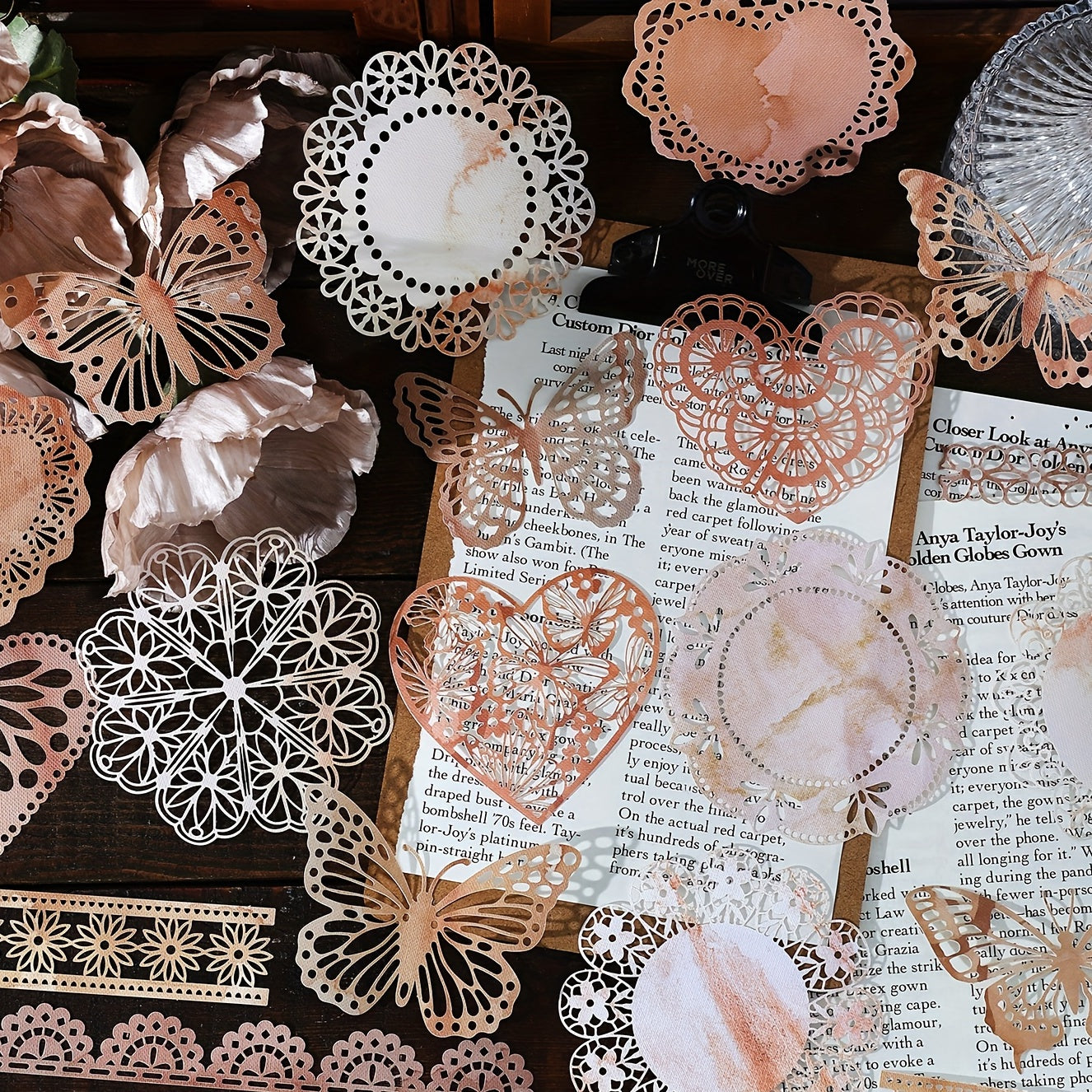 10pcs Retro Lace Decorative Paper for DIY Bullet Journal