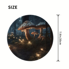 Night Mushroom Group Circular Game Mouse Pad 20x20cm