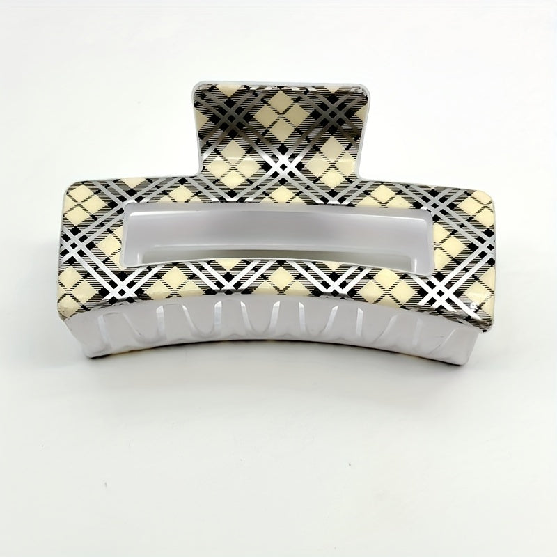 3pcs Plaid Hair Claw Ponytail Holder Hair Claw Clip