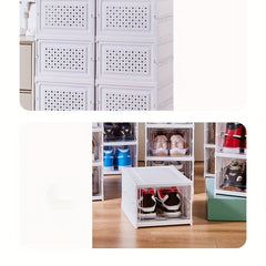 6pcs Plastic Shoes Storage Drawer Box with Doors Portable Dustproof Stor