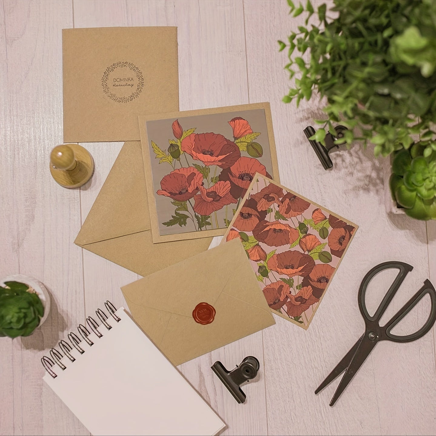 Brown Thank You Card Envelope A6 V-shaped Flip