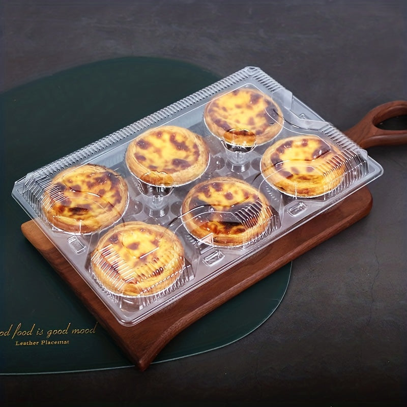 20pcs Transparent Egg Tart Puff Packaging Box Disposable Blister Packaging