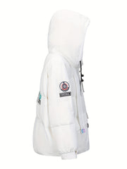 Women's Drawstring Puffer Jacket Hooded Winter Sports