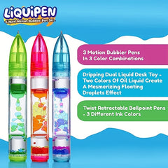 Liquid Motion Bubbler Pens Sensory Toy 3 Pcs Stress Relief CoolToys