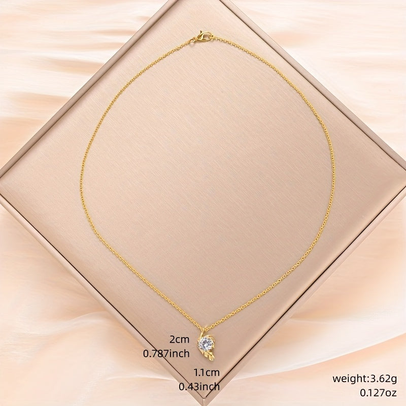 Women's Feather Pendant Necklace Birthday Gift Wedding Jewelry