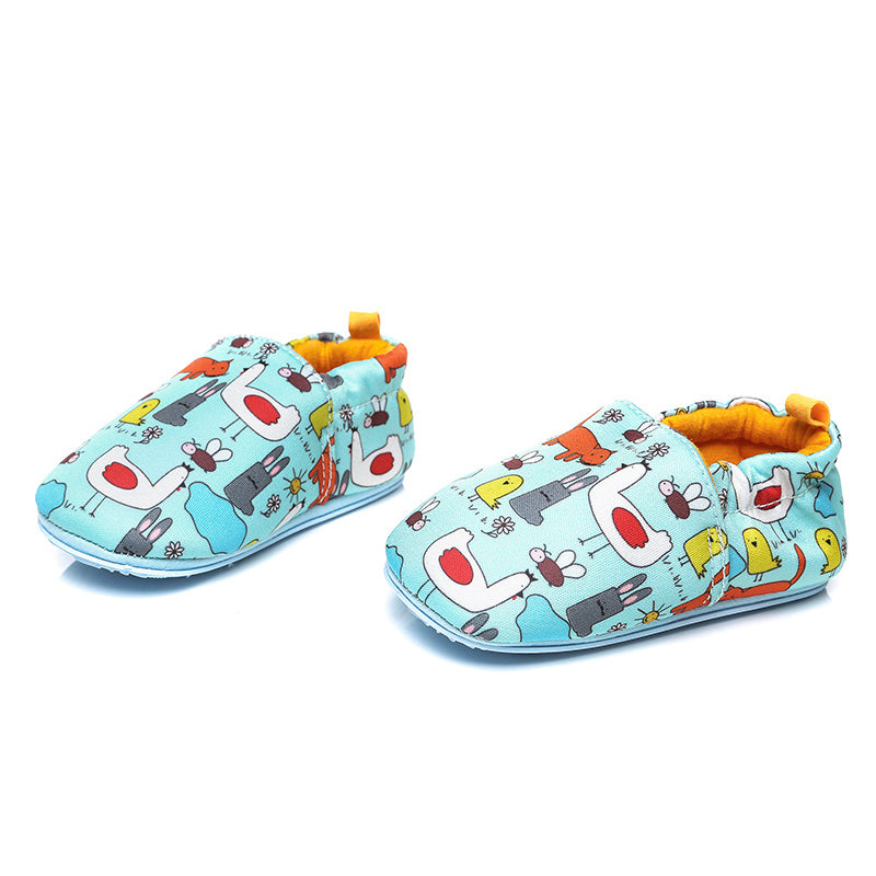 Baby Boys Cartoon Print Slippers Plush Walking Shoes