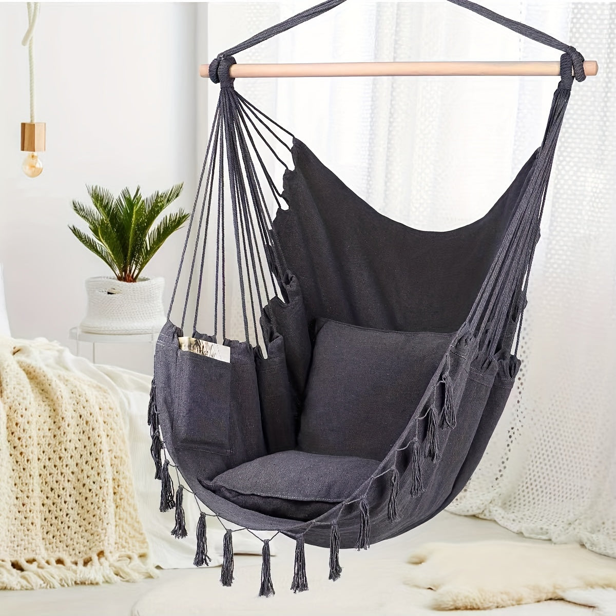 Leisure Cotton Hammock Balcony Hanging Chair Load 150KG