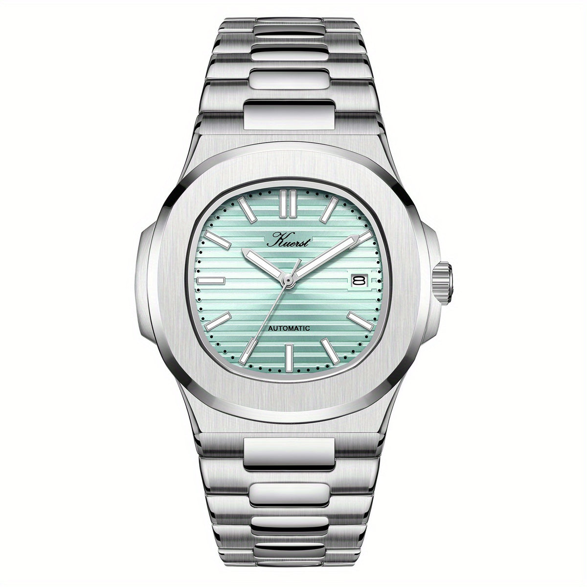 KUERST Men's Steel Strap Auto Mechanical Water Resistant Watch