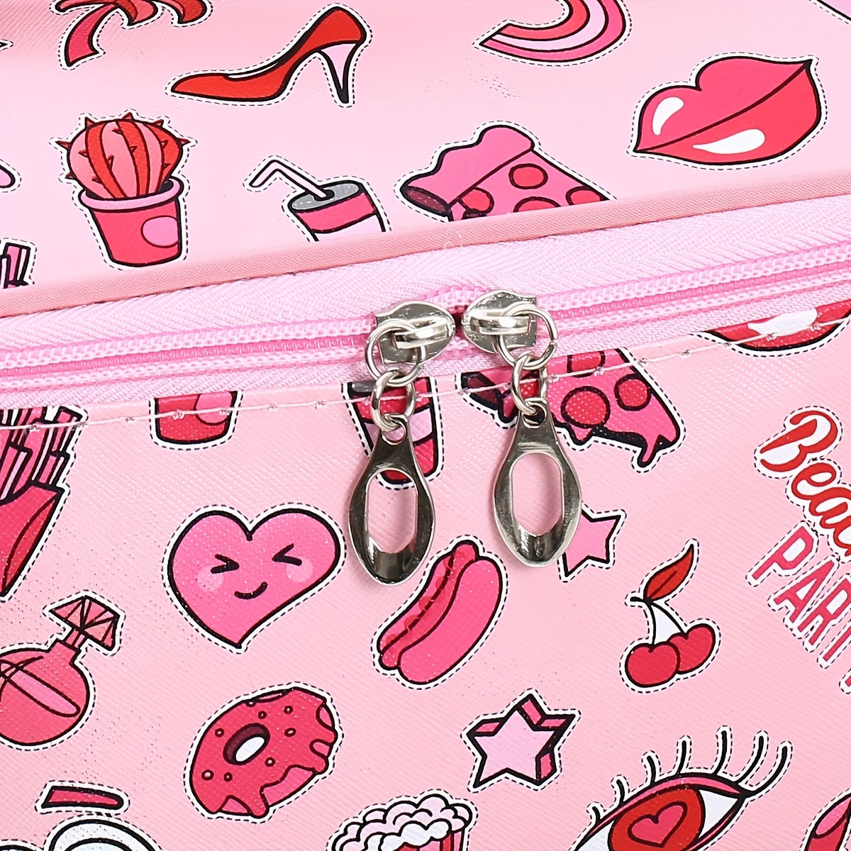 Cartoon Printed Cube Travel Cosmetics Wash Bag PU Portable Storage Bag
